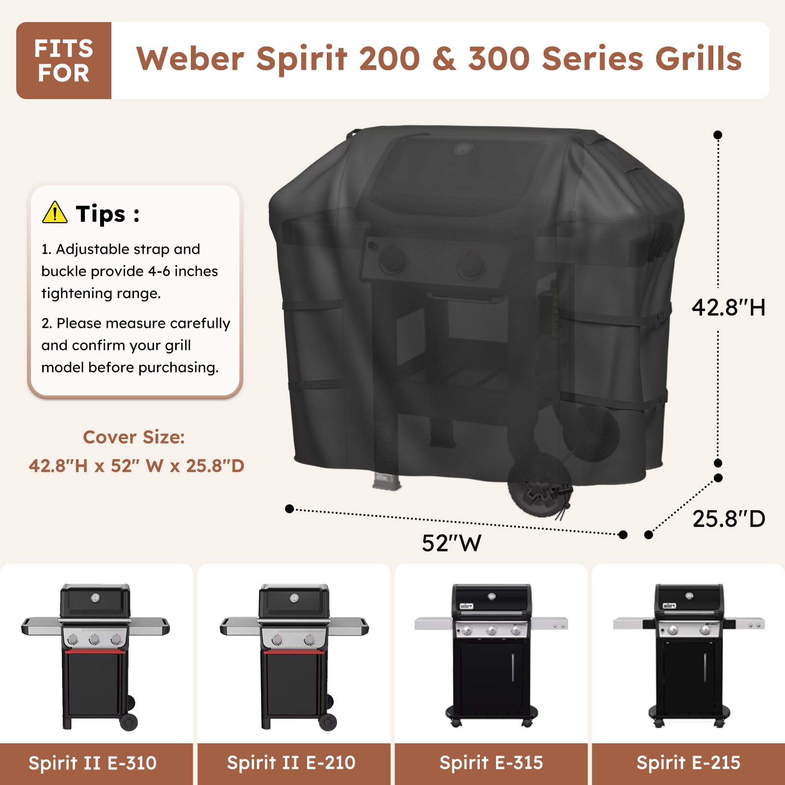 MR. COVER grill cover fitted on Weber Spirit grill