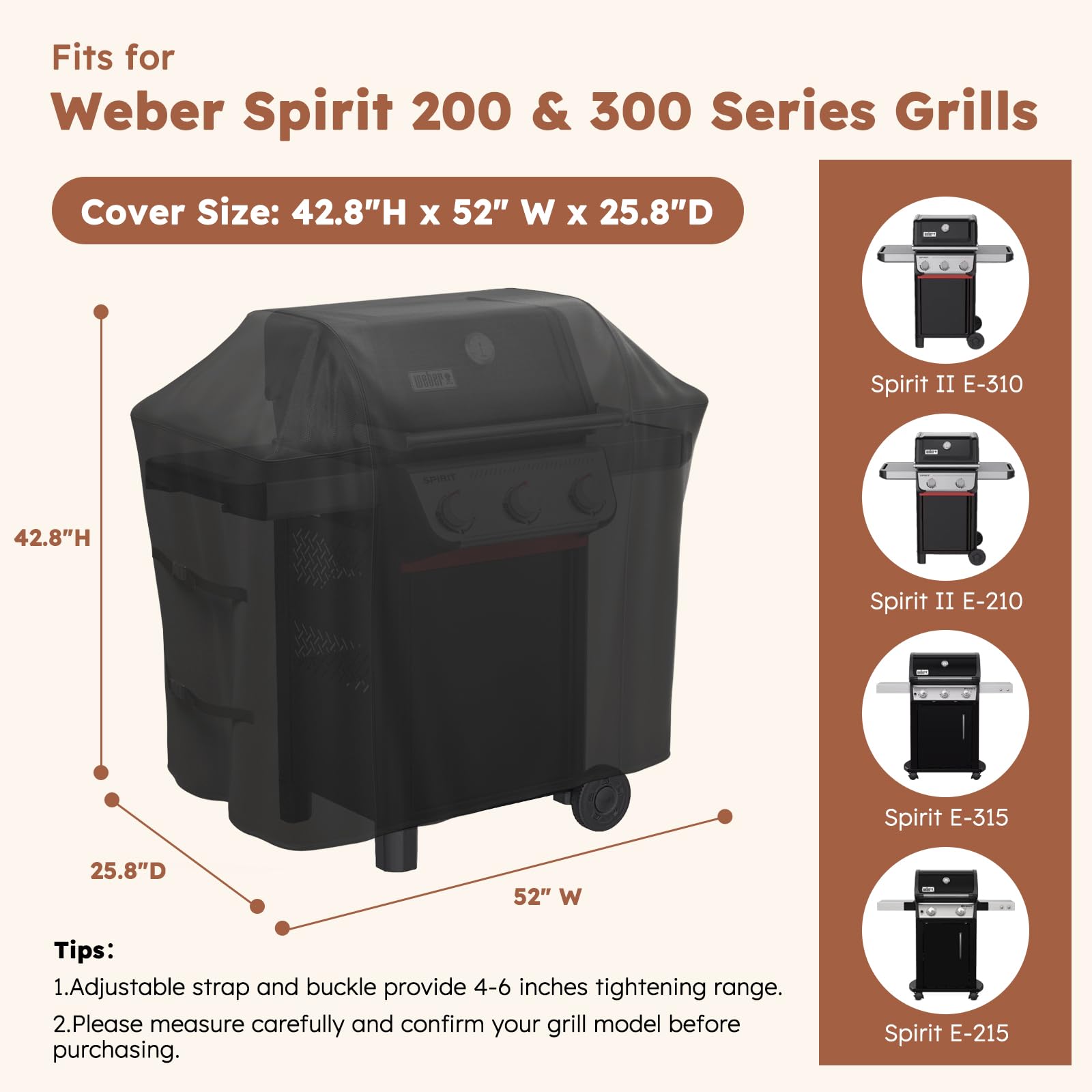 MR. COVER Grill Cover side view featuring Oxford fabric