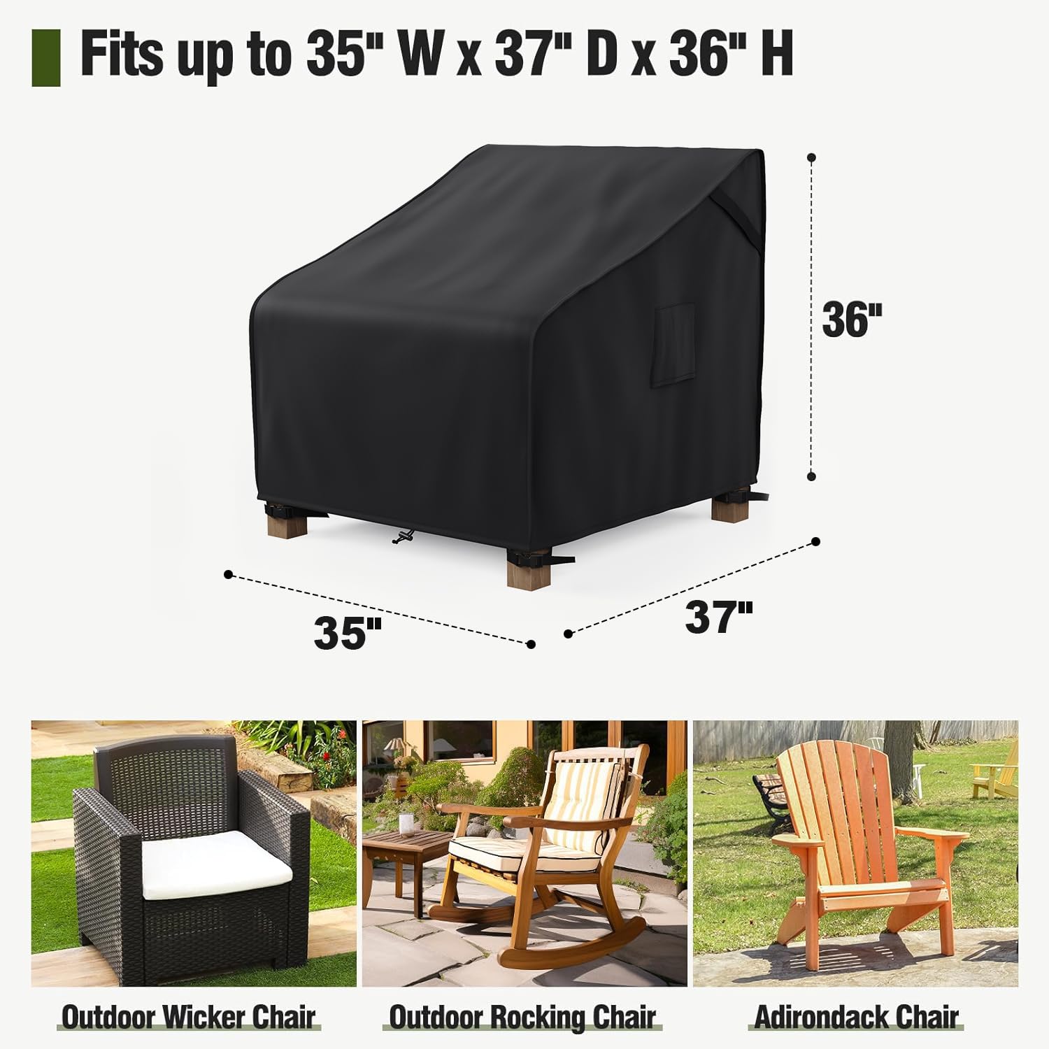 MR. COVER Outdoor Chair Cover Black with handles