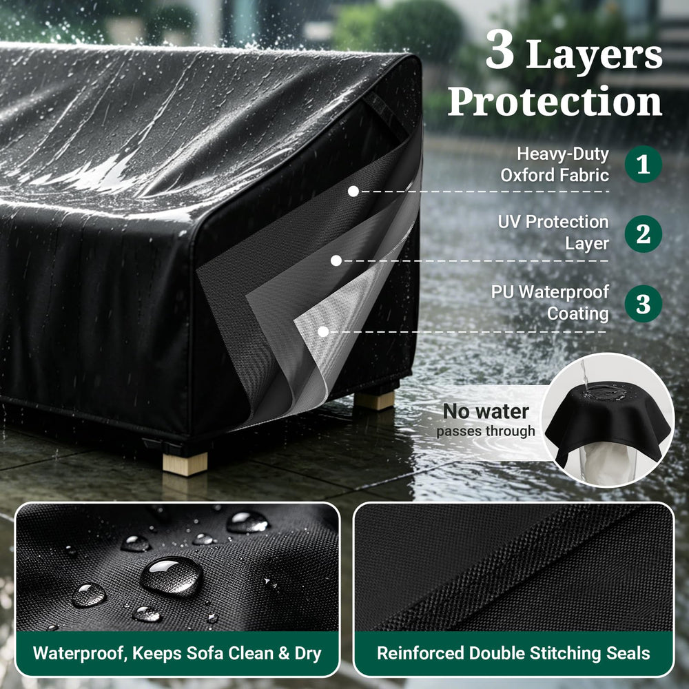 MR. COVER outdoor couch cover in black, back view
