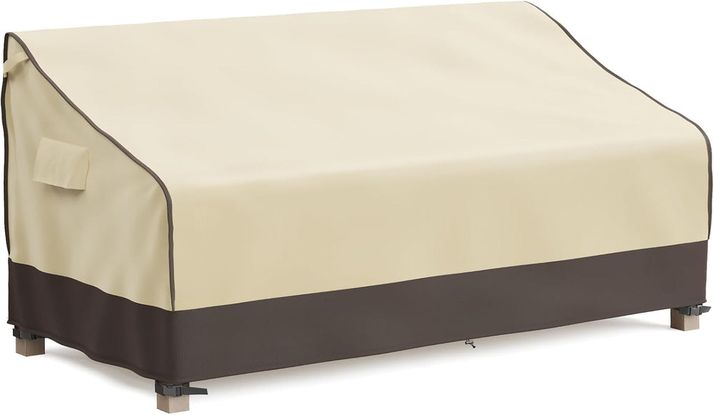 MR. COVER Outdoor Couch Cover in Brown & Khaki, front view