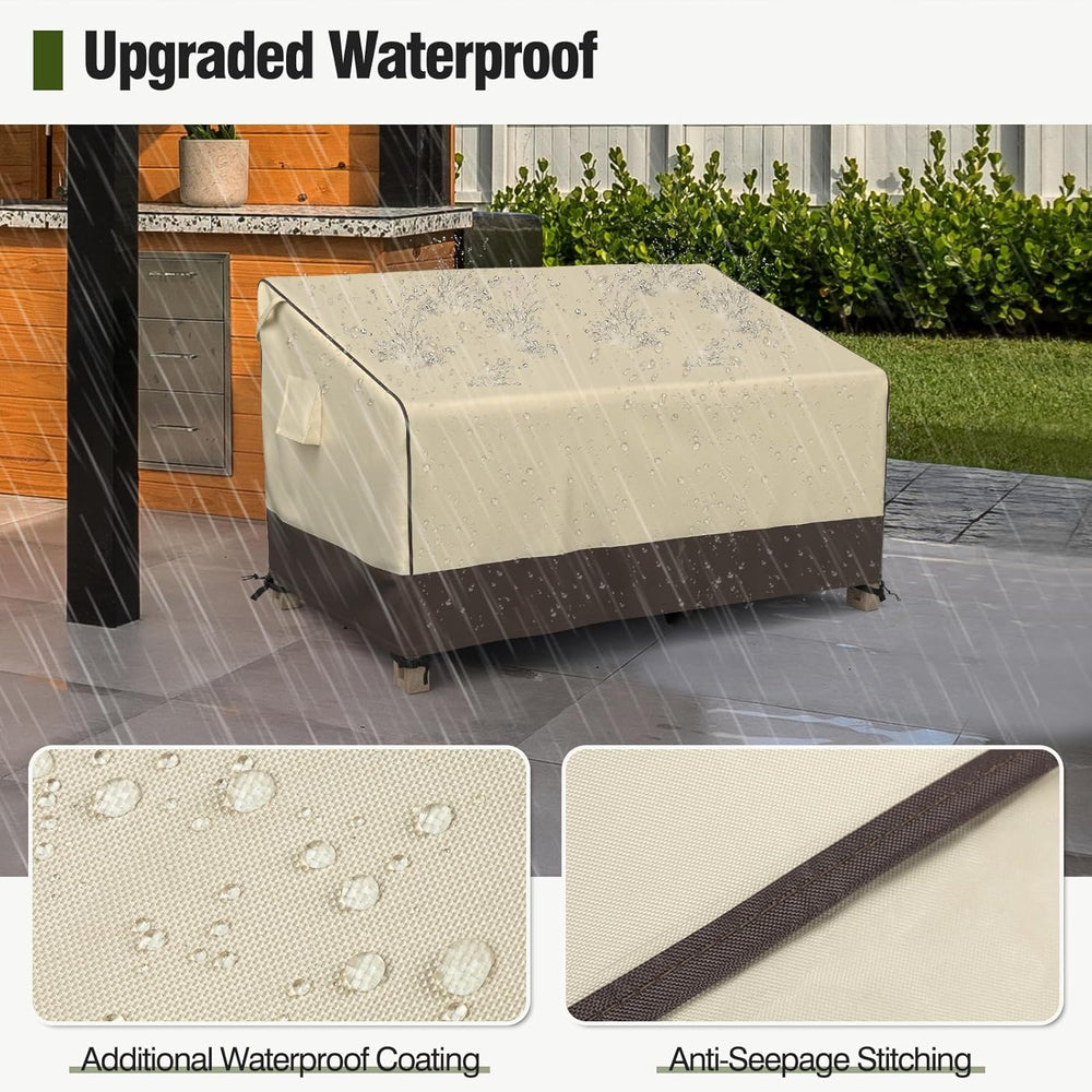 MR. COVER Outdoor Couch Cover in use on a patio sofa