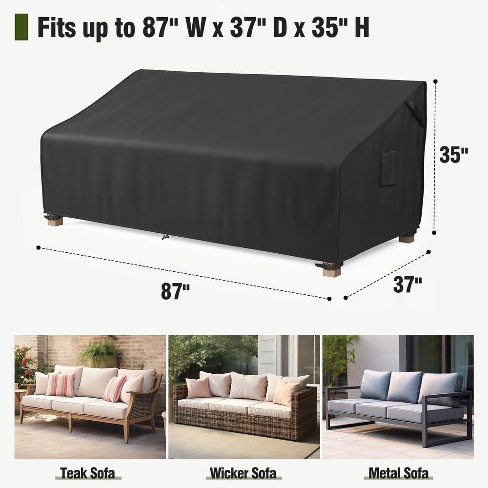 MR. COVER Outdoor Couch Cover showing handles and air vents