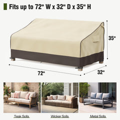 MR. COVER Outdoor Couch Cover showing secure buckles