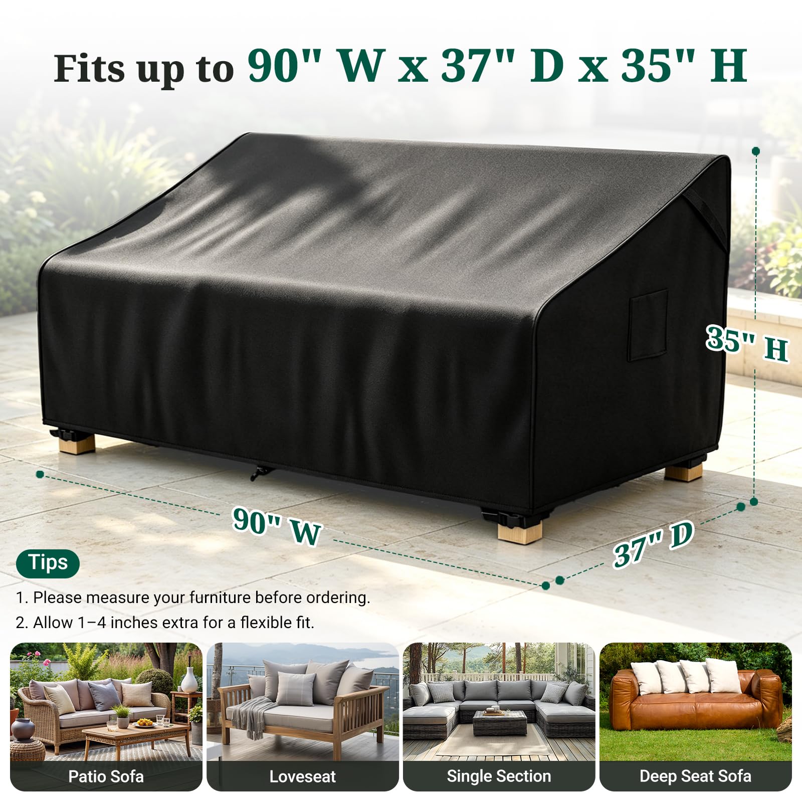 MR. COVER outdoor couch cover with air vents