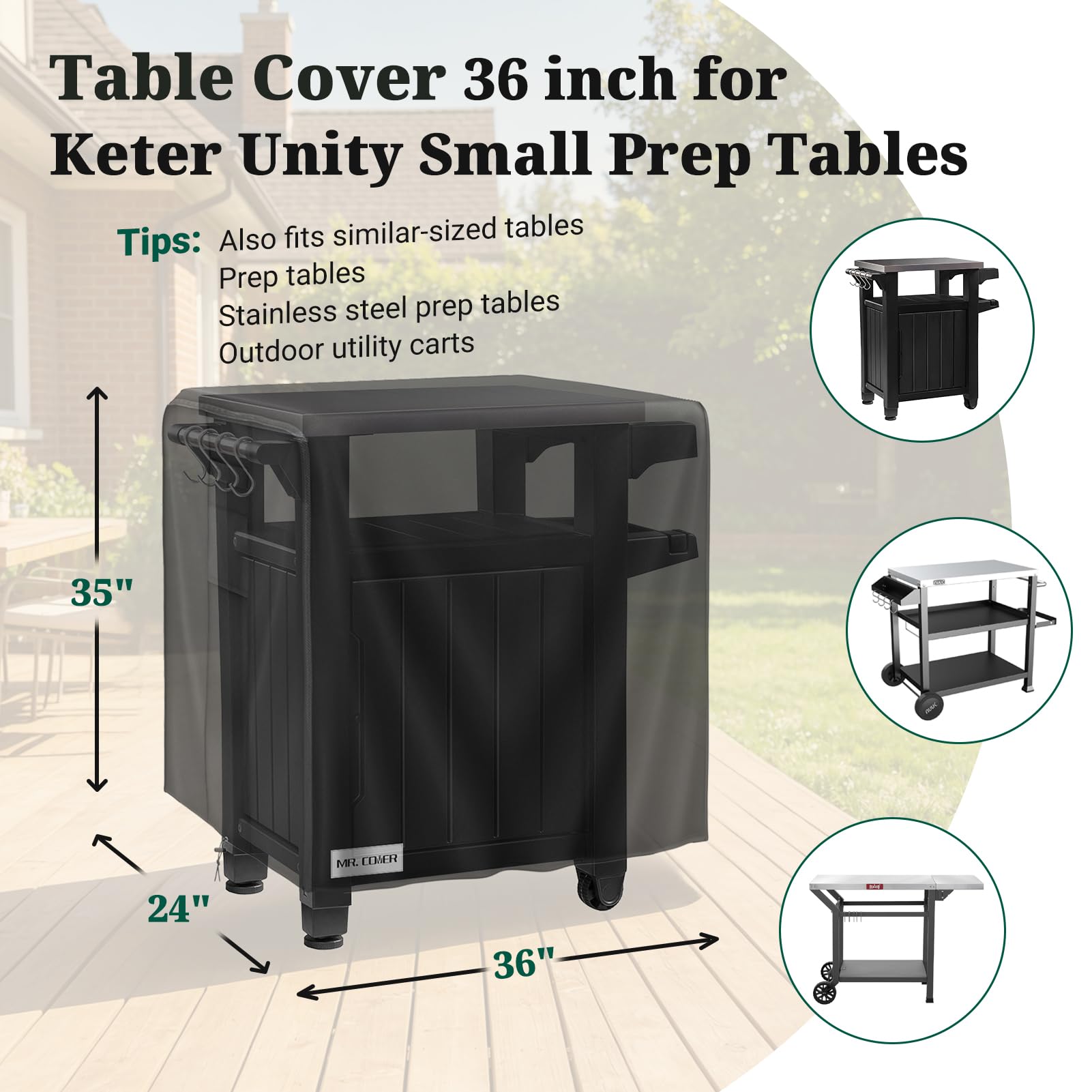 MR. COVER outdoor prep table cover black side view