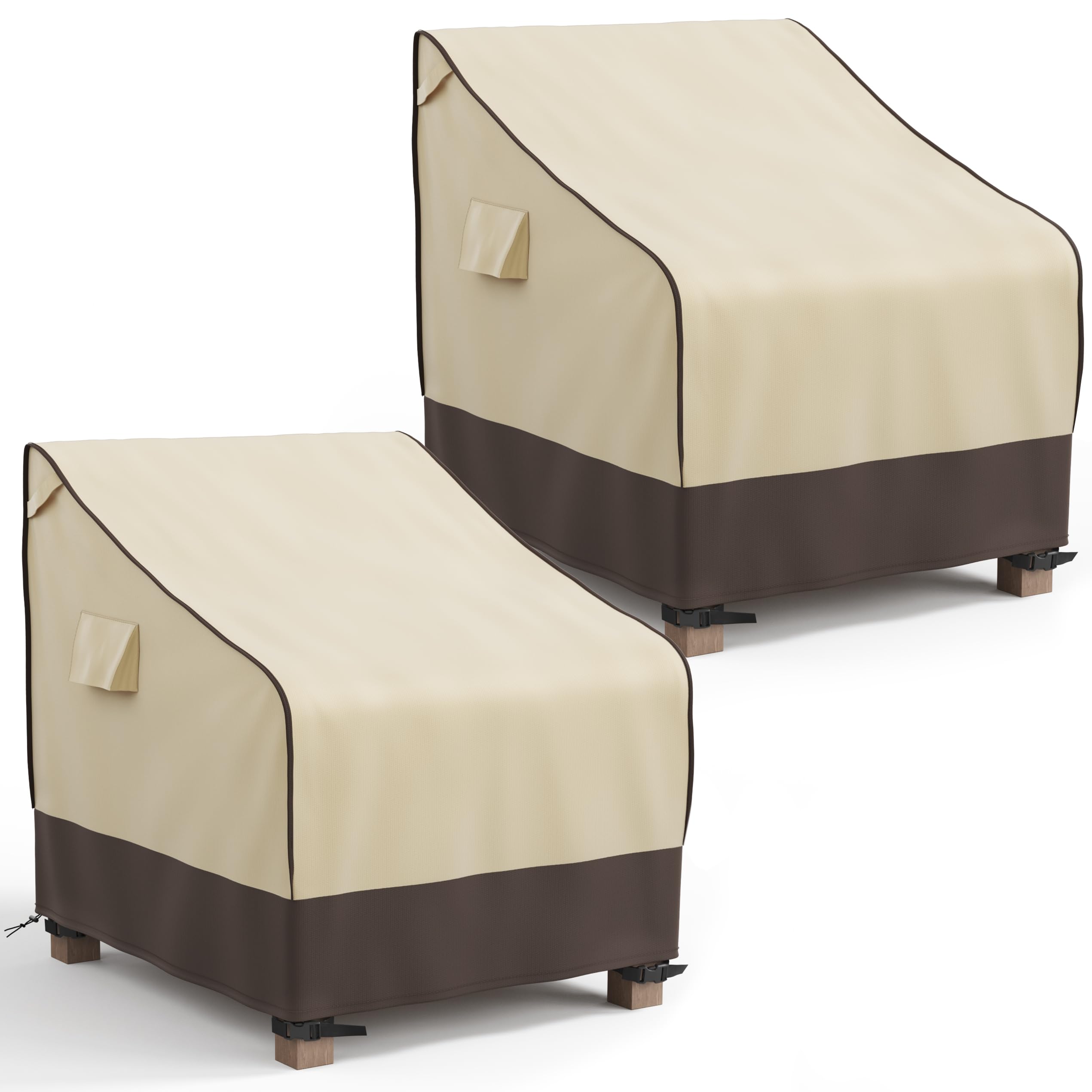 MR. COVER patio chair cover brown and khaki front view
