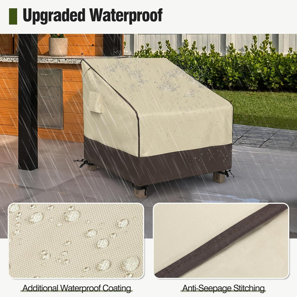 MR. COVER patio chair cover laid flat showing dimensions