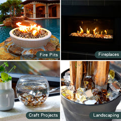 Mr. Fireglass 10 lbs Blended Fire Glass in garden setting