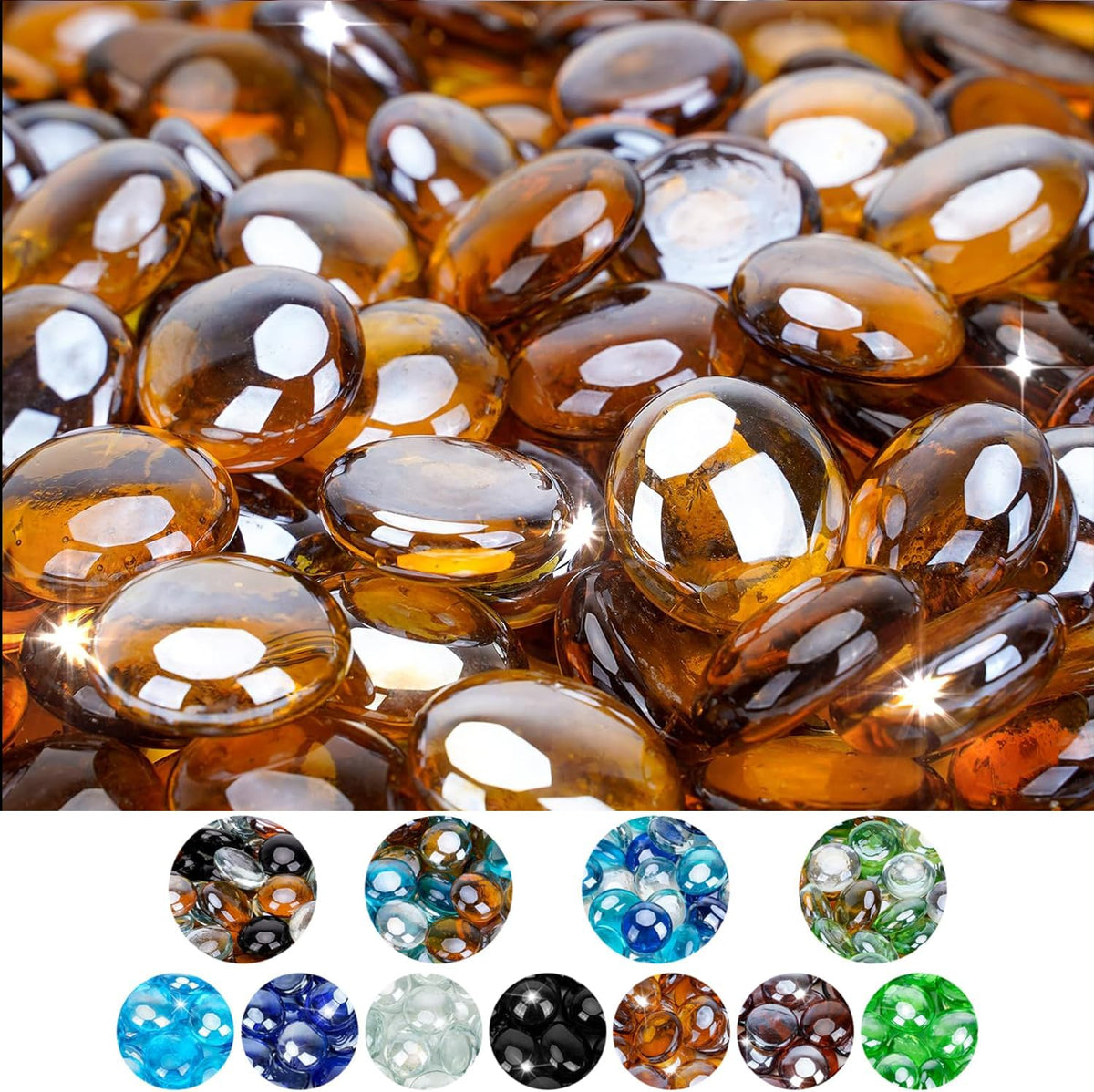 Mr. Fireglass 10 Pounds Caramel Fire Glass Beads front view