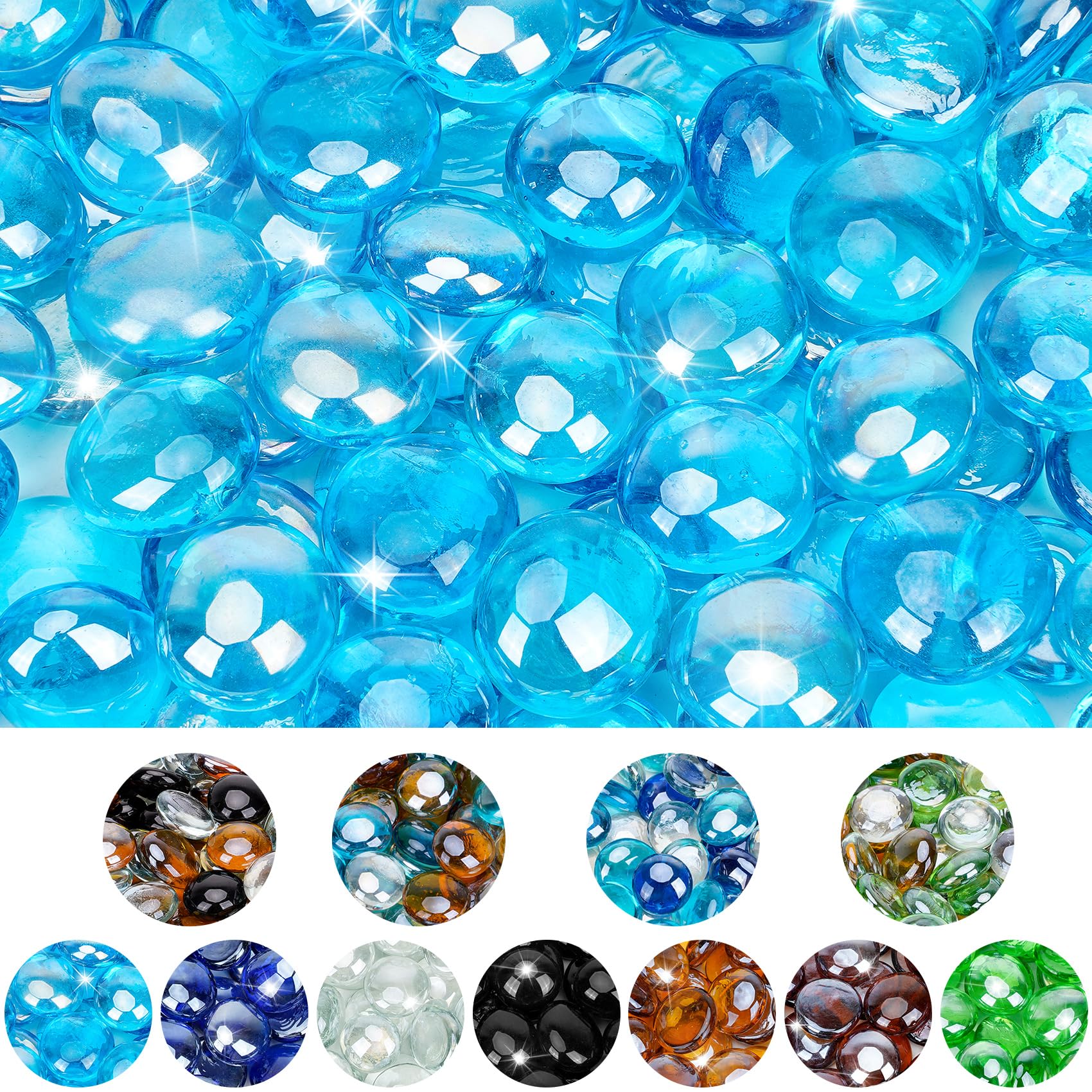 Mr. Fireglass 10 Pounds Fire Glass Beads Caribbean Blue front view