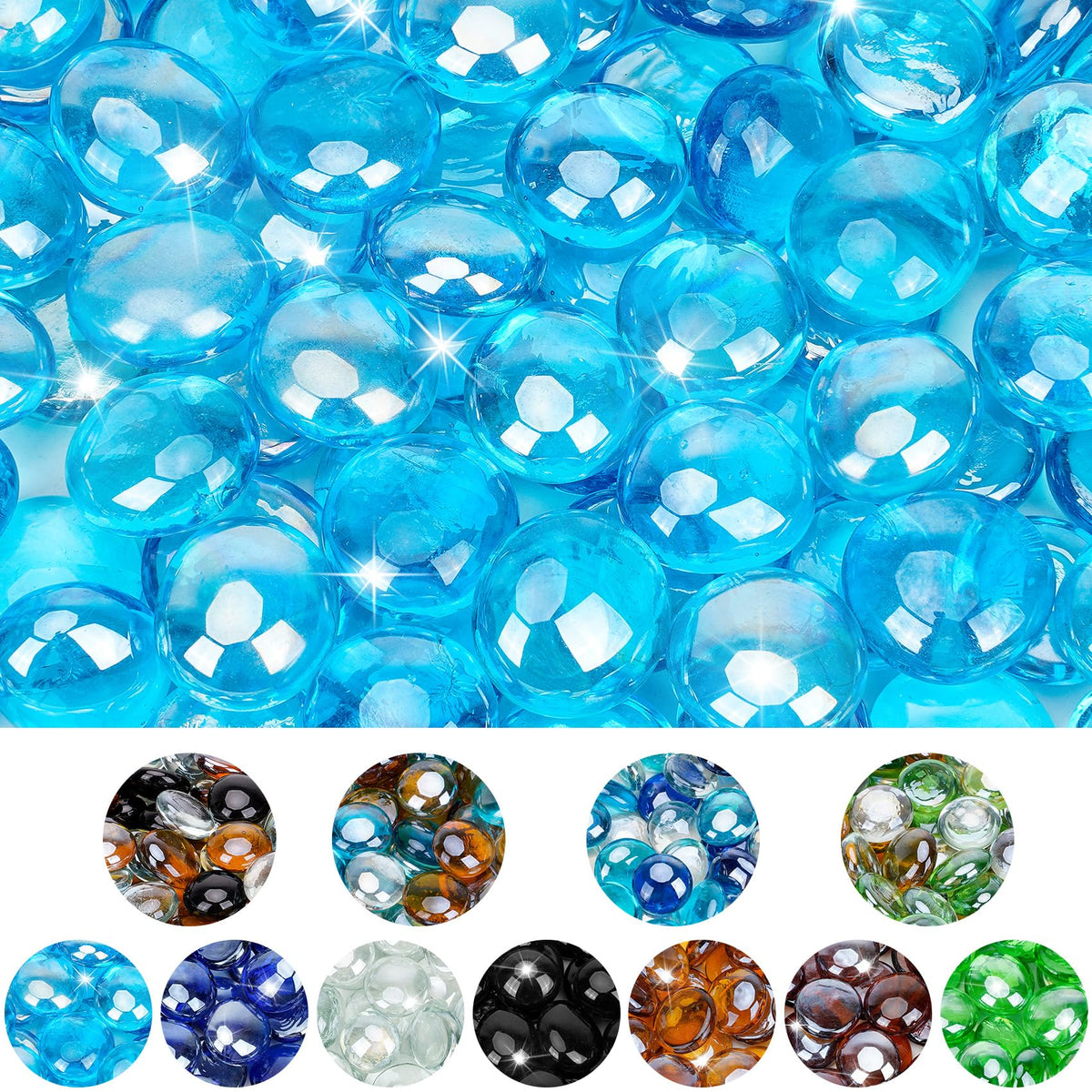 Mr. Fireglass 10 Pounds Fire Glass Beads Caribbean Blue front view