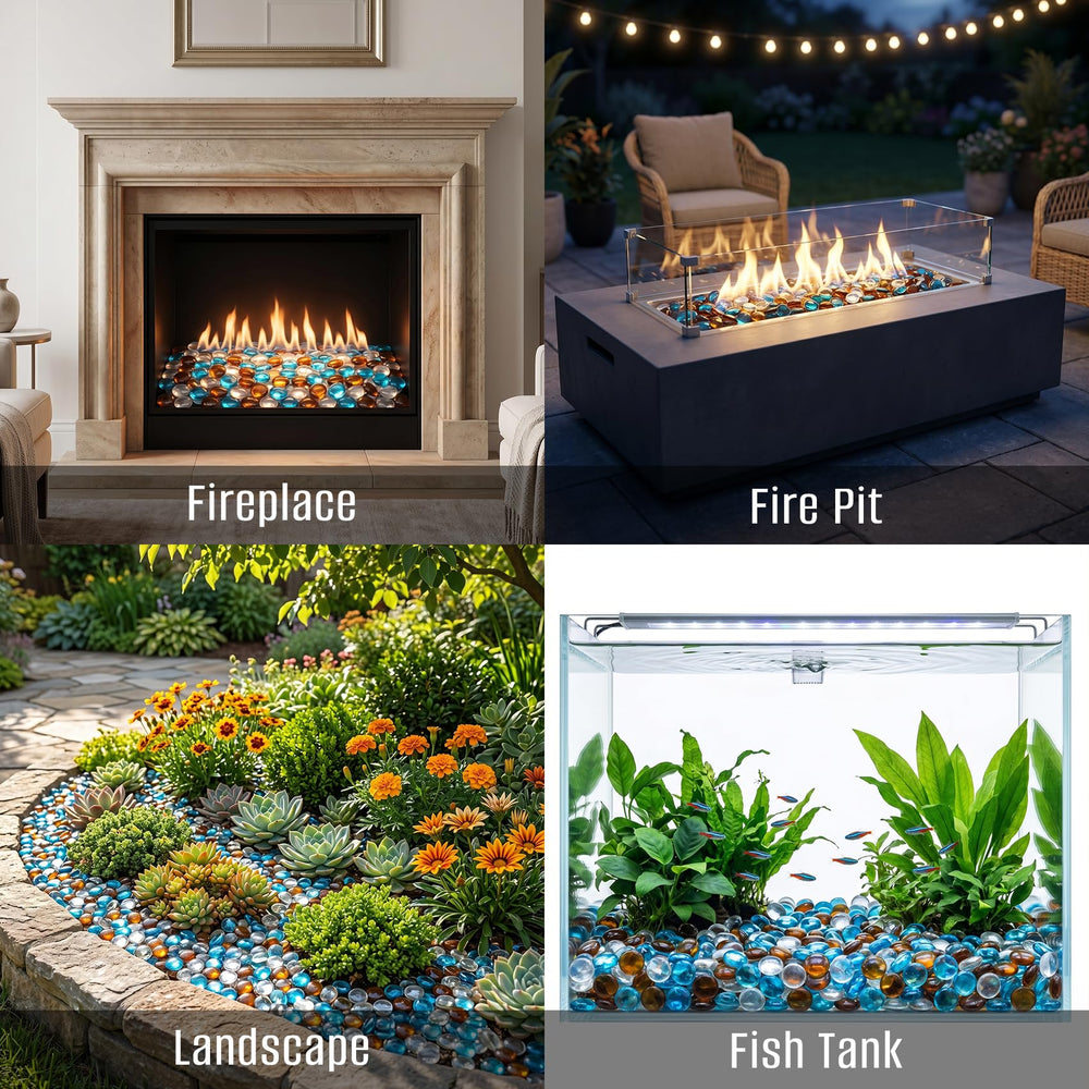 Mr. Fireglass beads in a decorative garden setting