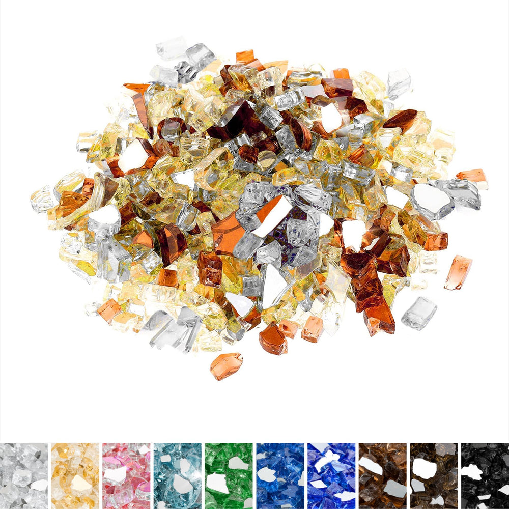 Mr. Fireglass Blended Fire Glass 10 lbs Copper Gold Platinum package