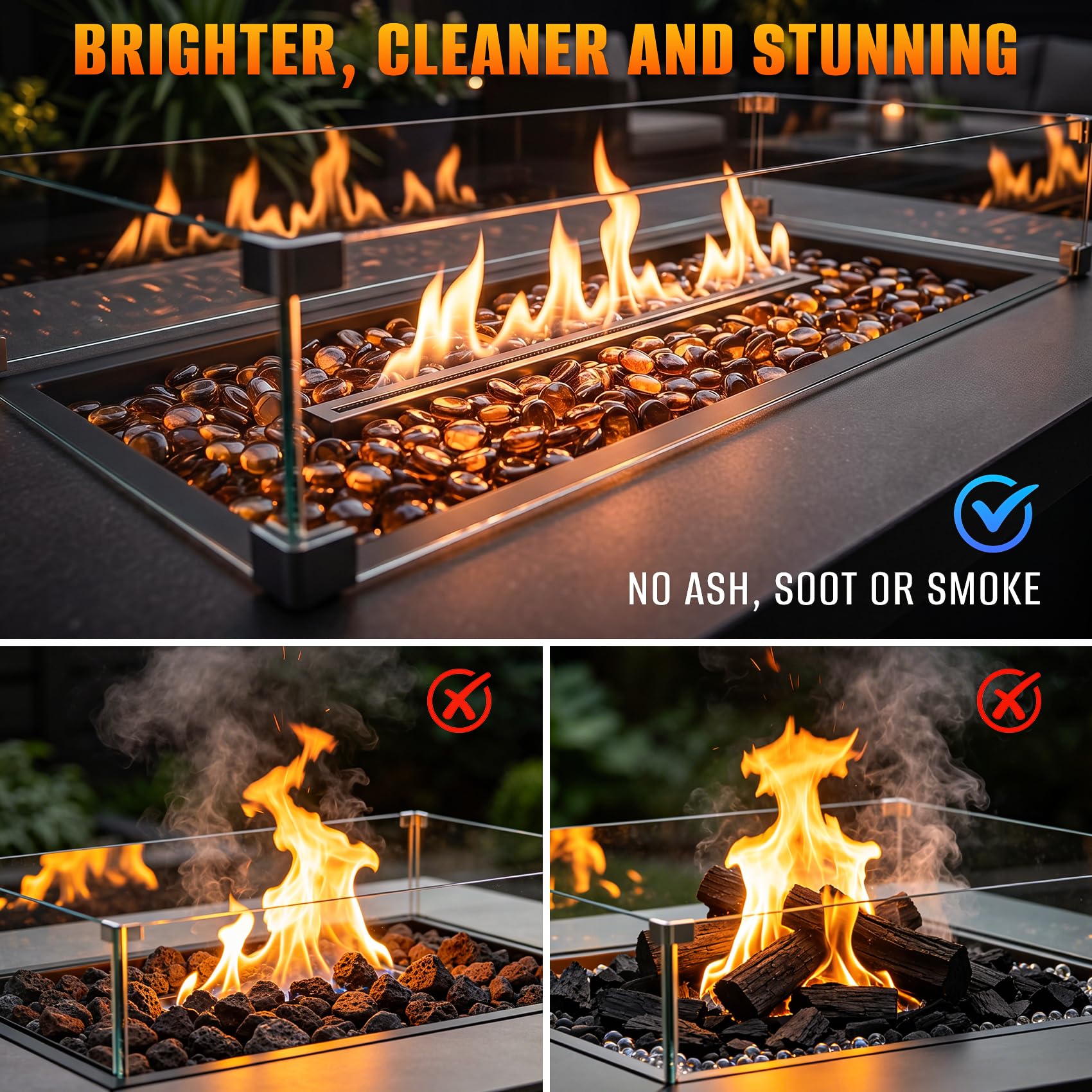 Mr. Fireglass caramel fire glass beads in a fire pit