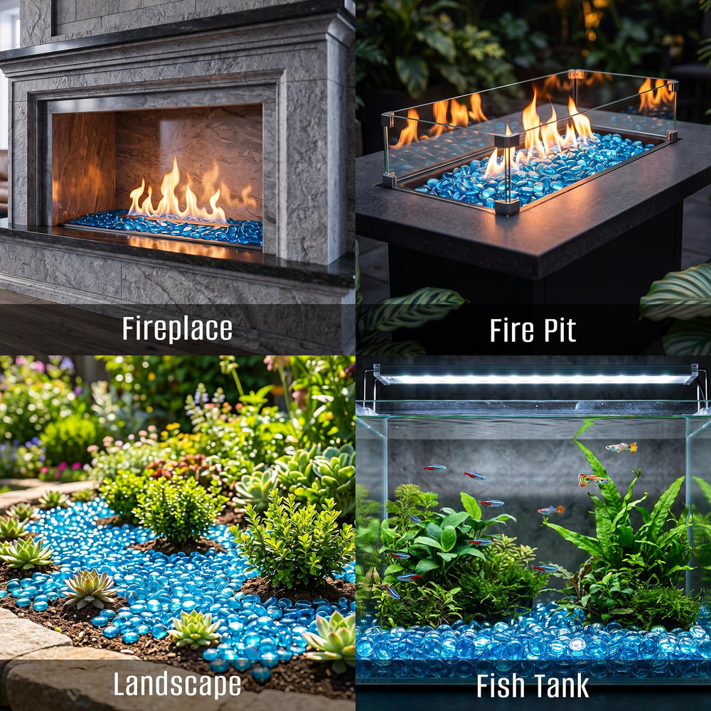 Mr. Fireglass Caribbean Blue Fire Glass Beads in a swimming pool