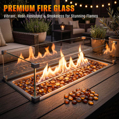 Mr. Fireglass fire glass beads displayed in a decorative vase