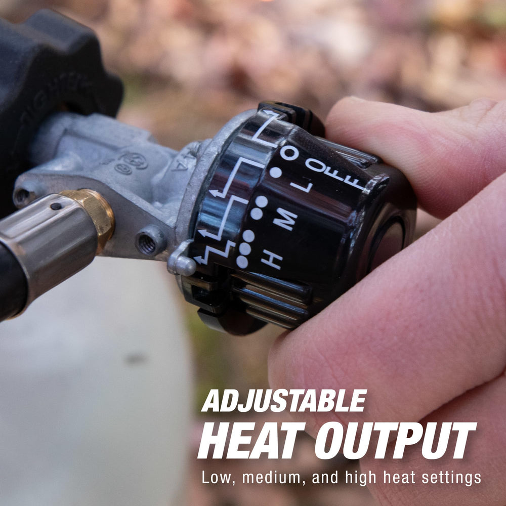 Mr. Heater 30,000 BTU Double Tank Top Heater safety features close-up