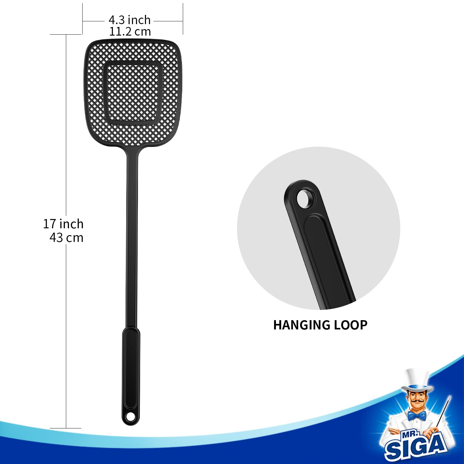 MR.SIGA Heavy Duty Fly Swatter hanging loop feature