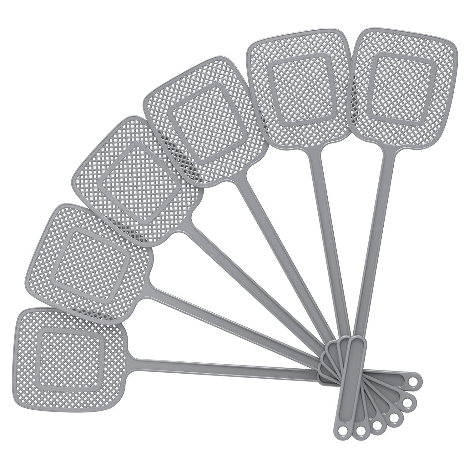 MR.SIGA Heavy Duty Long Handle Fly Swatter 6 Pack, Gray