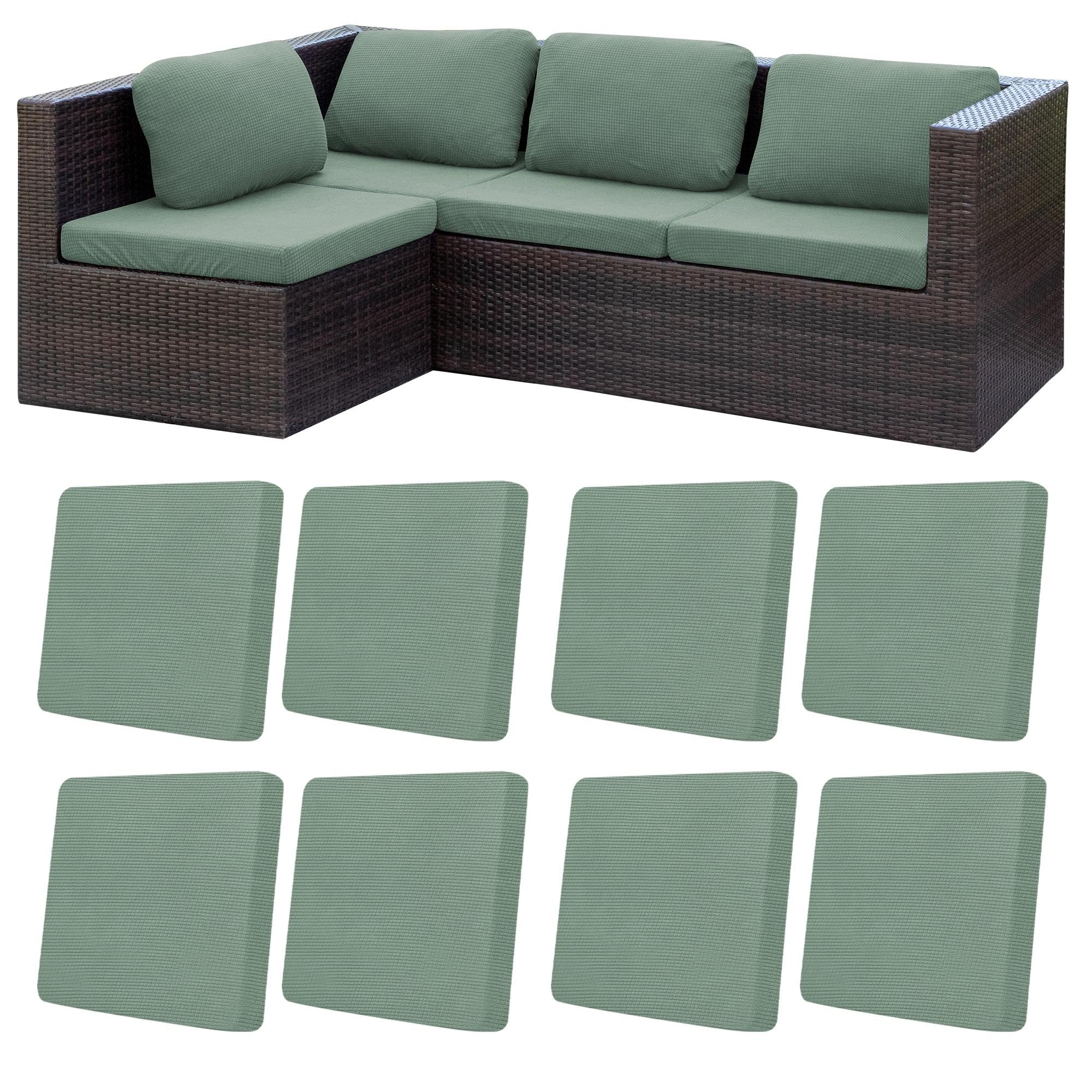 MRGSDL 8Pcs Outdoor Cushion Covers in jacquard-cyan front view