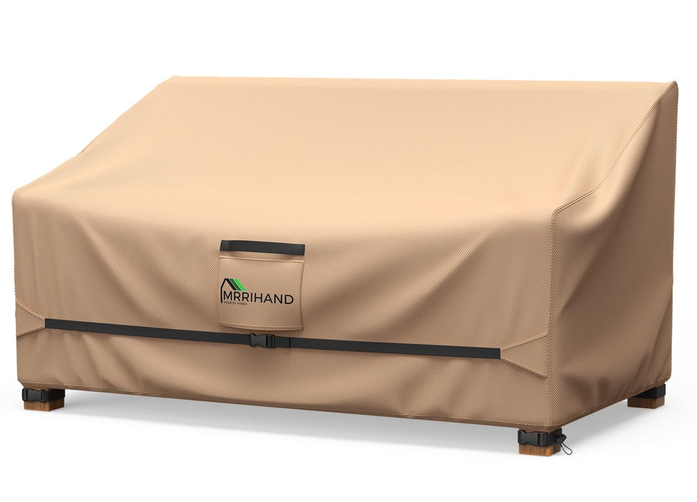 Mrrihand 600D Outdoor Patio Sofa Cover in brown, front view