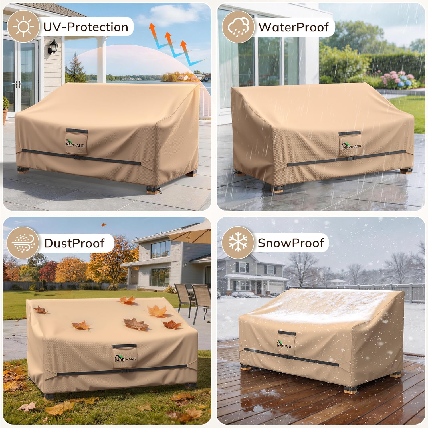 Mrrihand 600D patio sofa cover close-up showing fabric texture