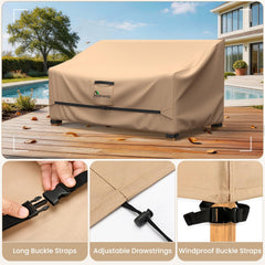 Mrrihand 600D Patio Sofa Cover secured with click-close straps