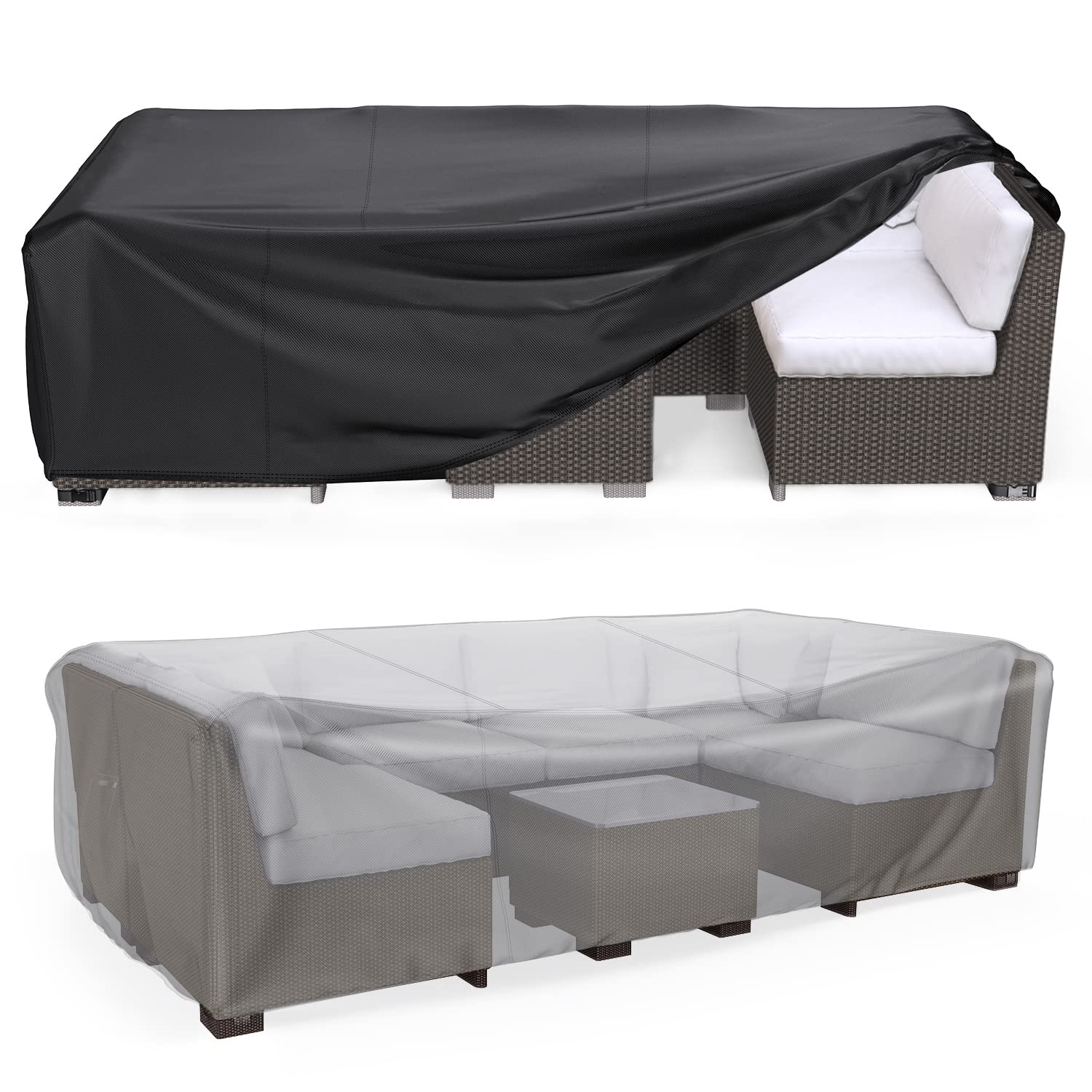 Mrrihand Outdoor Patio Furniture Cover front view in black