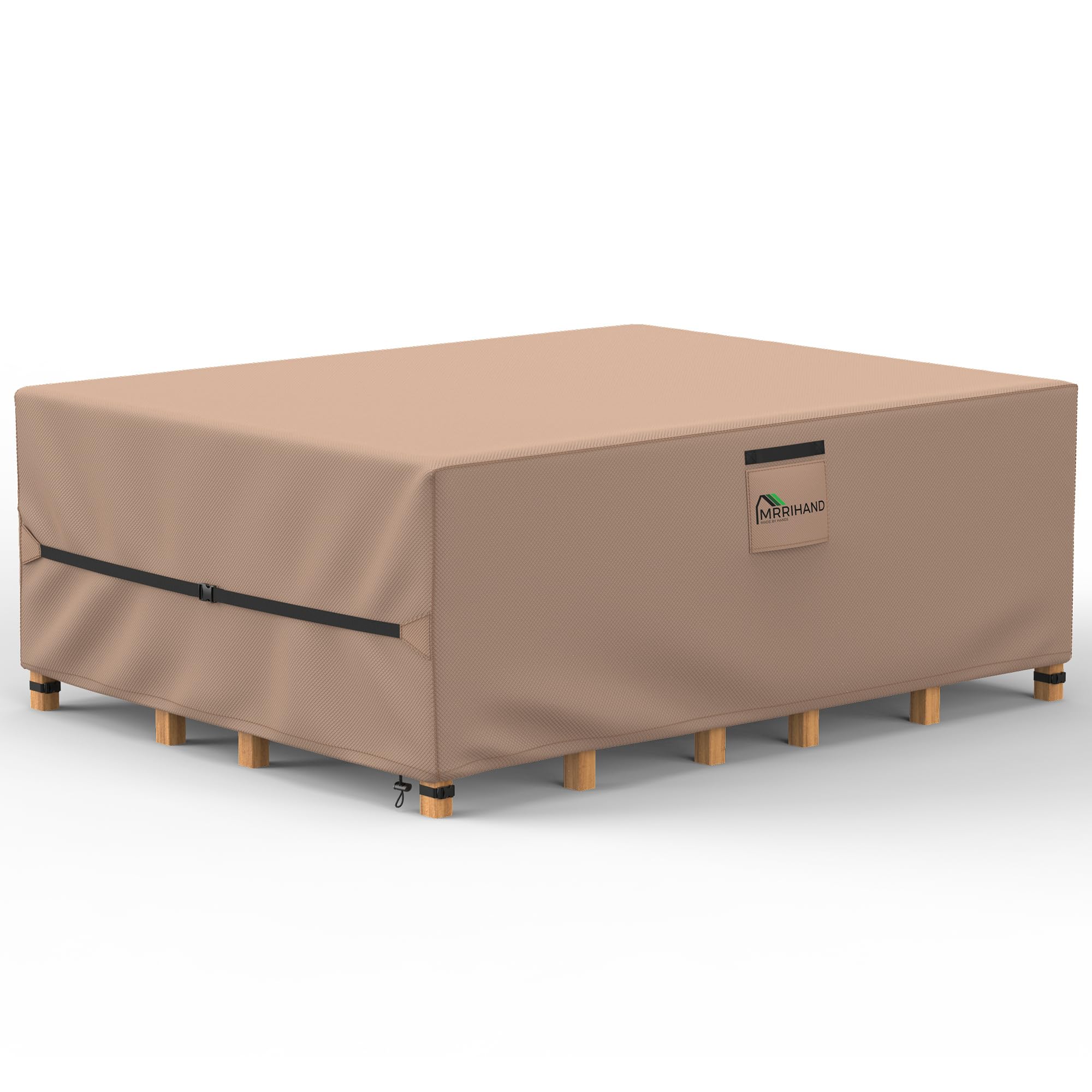Mrrihand Outdoor Patio Furniture Cover in use covering a patio dining set