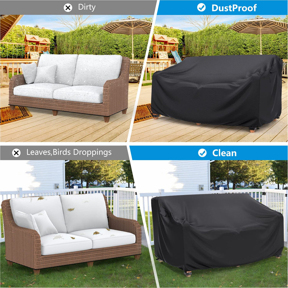 Mrrihand Outdoor Patio Sofa Cover 78"W black detail of straps