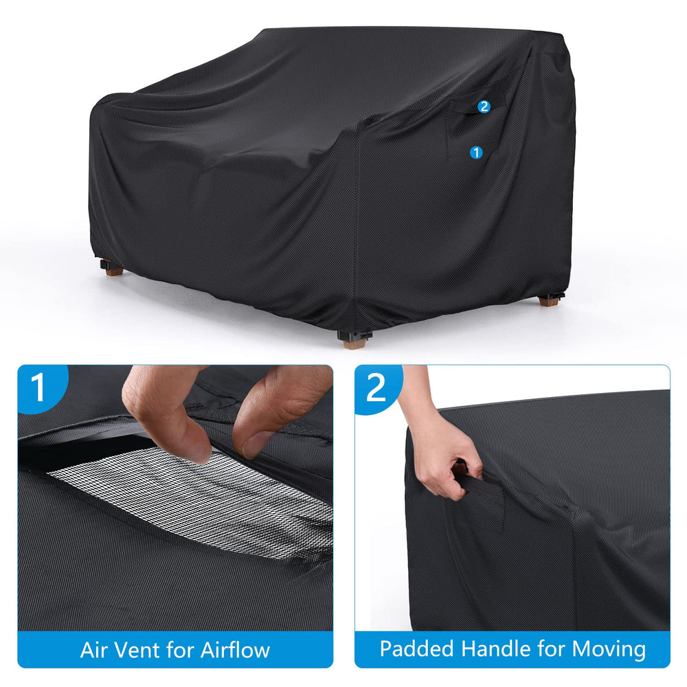 Mrrihand Outdoor Patio Sofa Cover 78"W black in use
