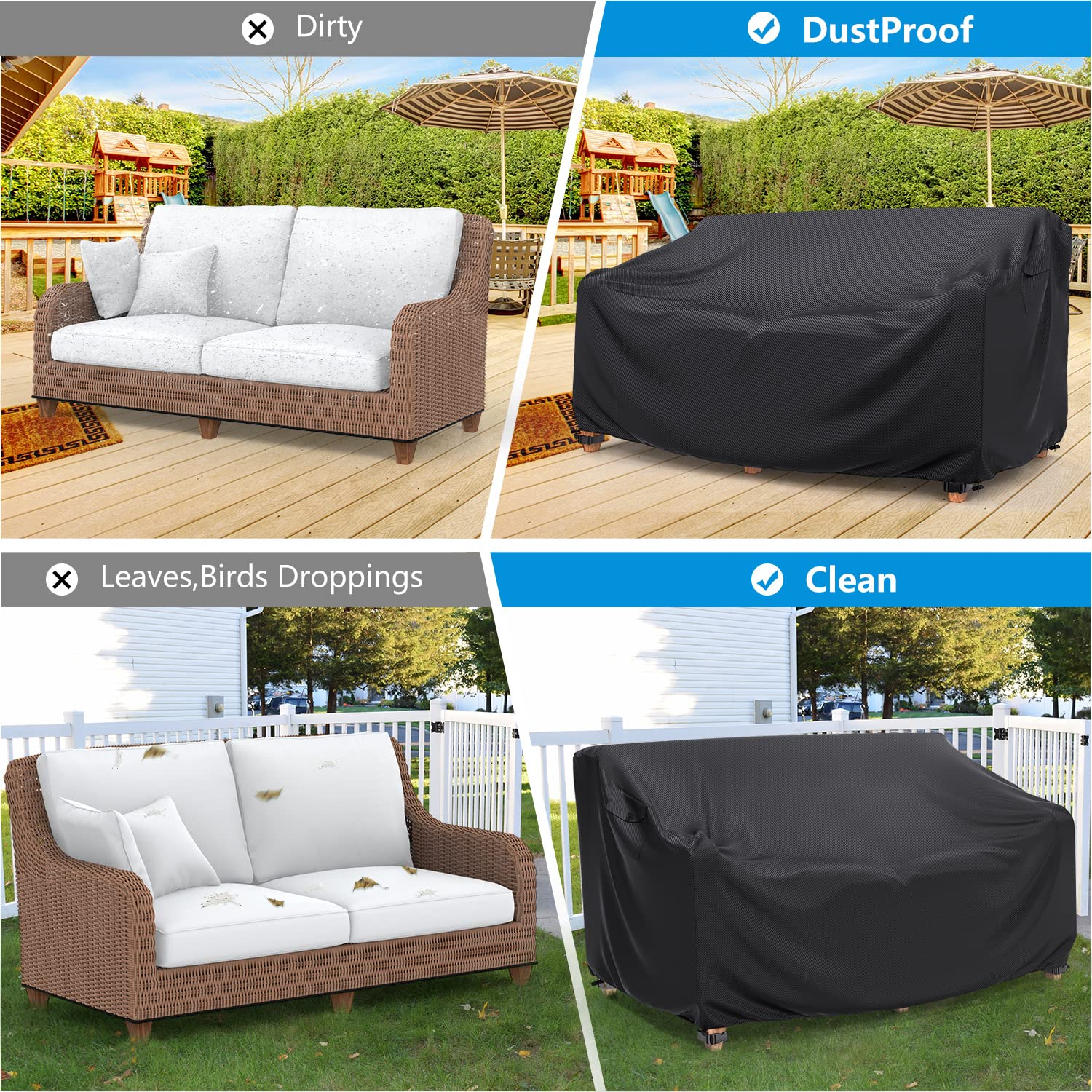 Mrrihand outdoor patio sofa cover black packaging