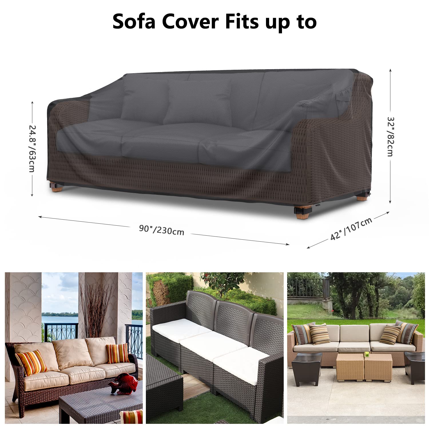 Mrrihand outdoor patio sofa cover black side view