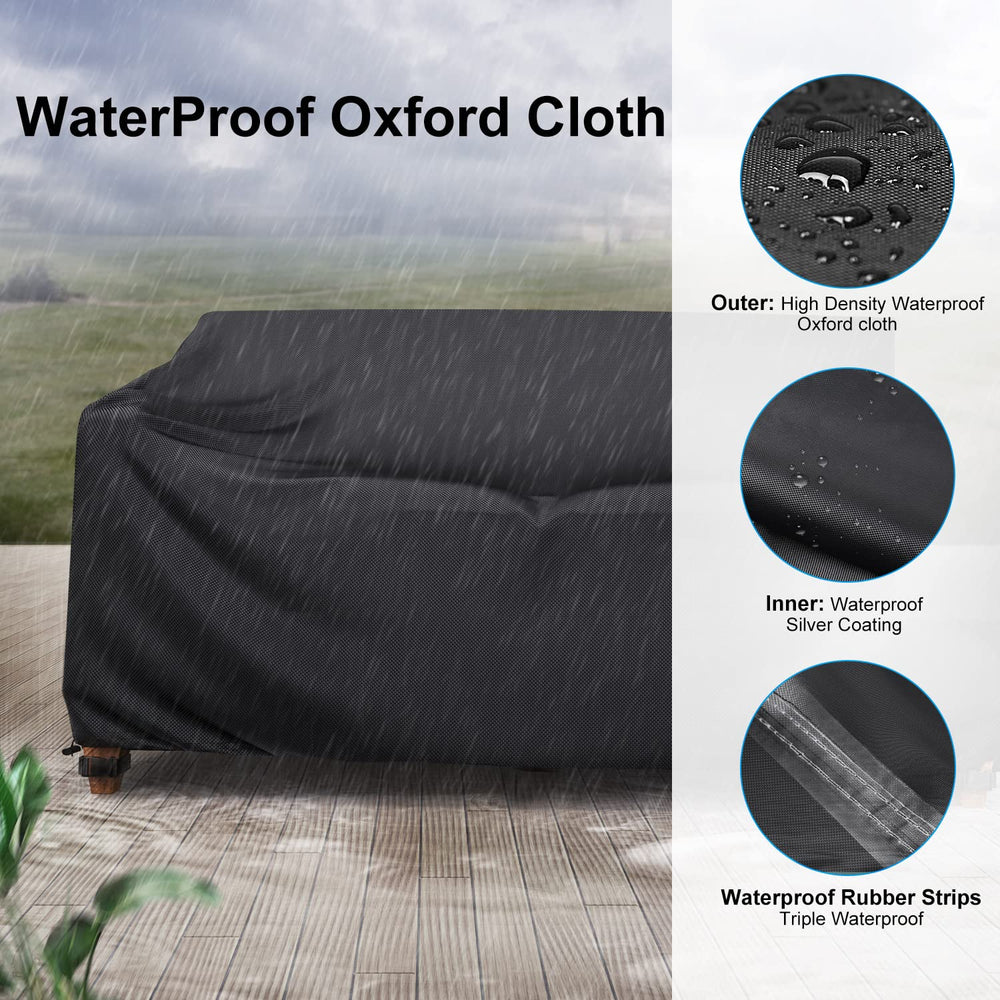 Mrrihand outdoor patio sofa cover black with handles
