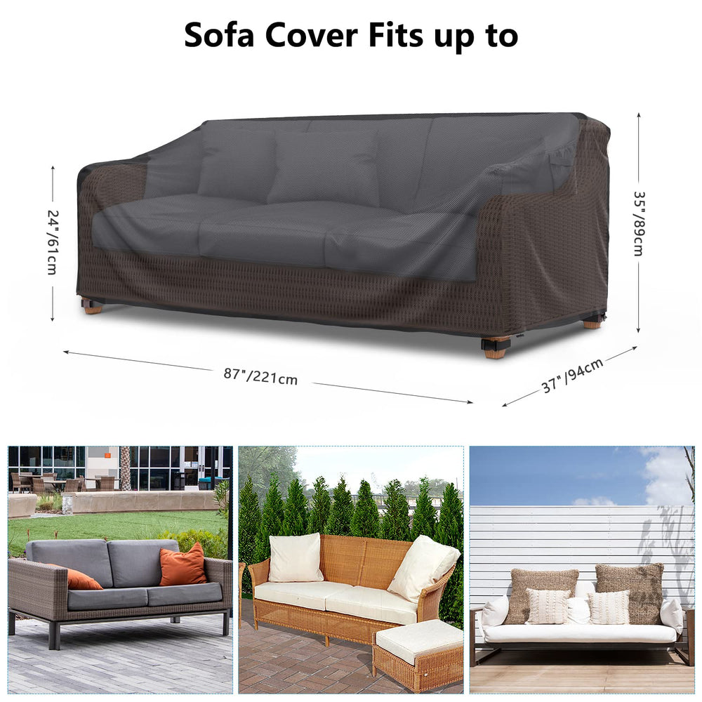 Mrrihand Outdoor Patio Sofa Cover side view, showcasing air vent design