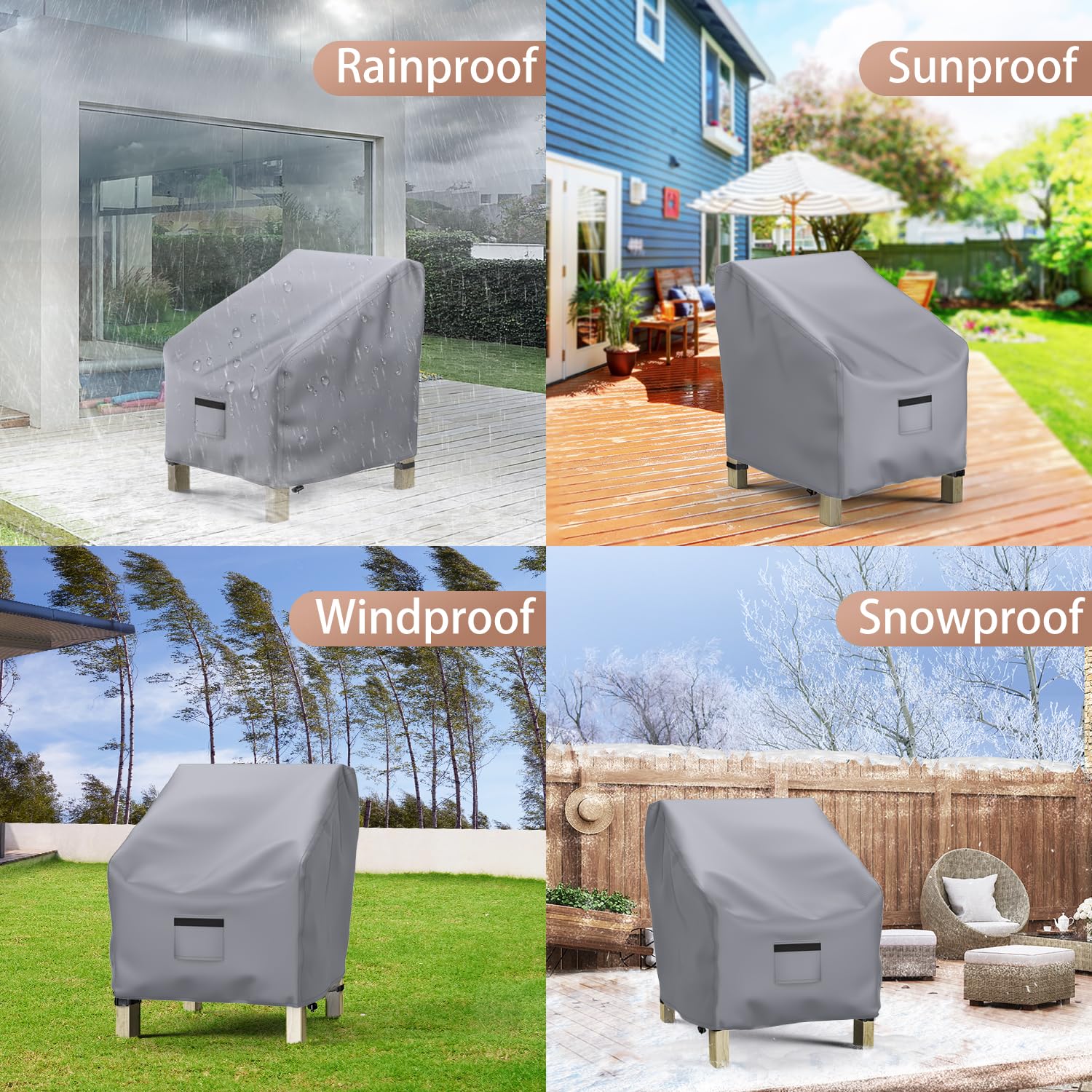 Mrrihand Patio Chair Cover grey colour full view