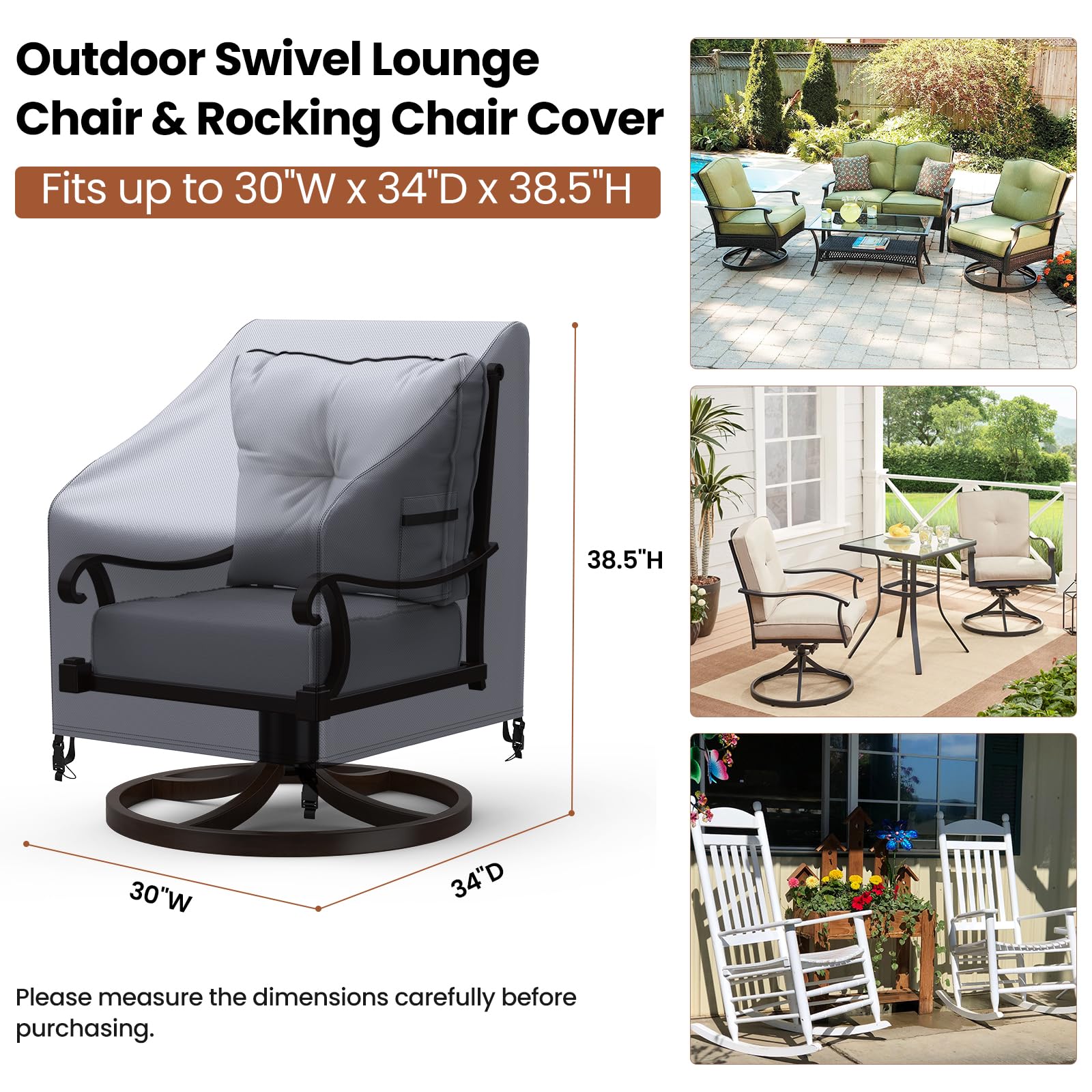 Mrrihand patio chair cover showcasing adjustable straps