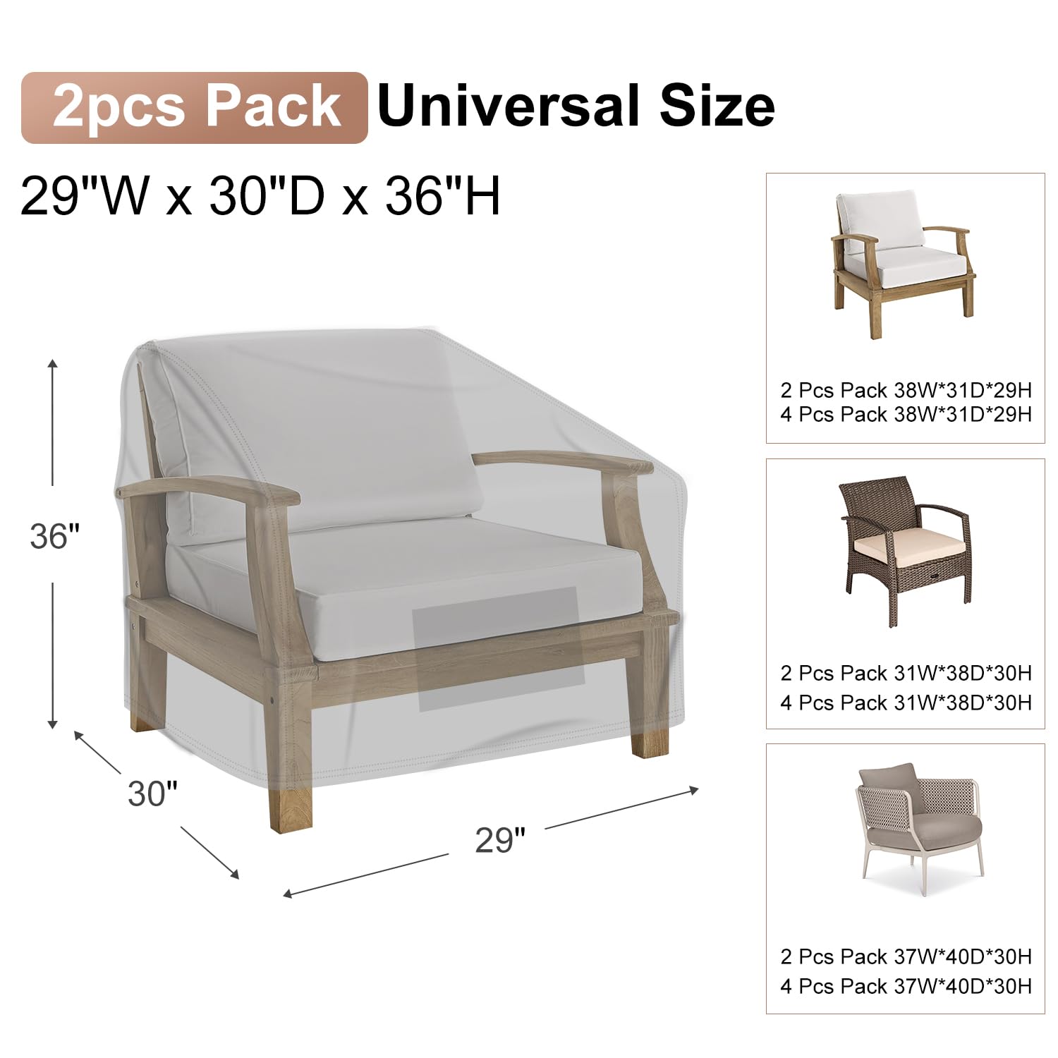 Mrrihand Patio Chair Cover with padded handles