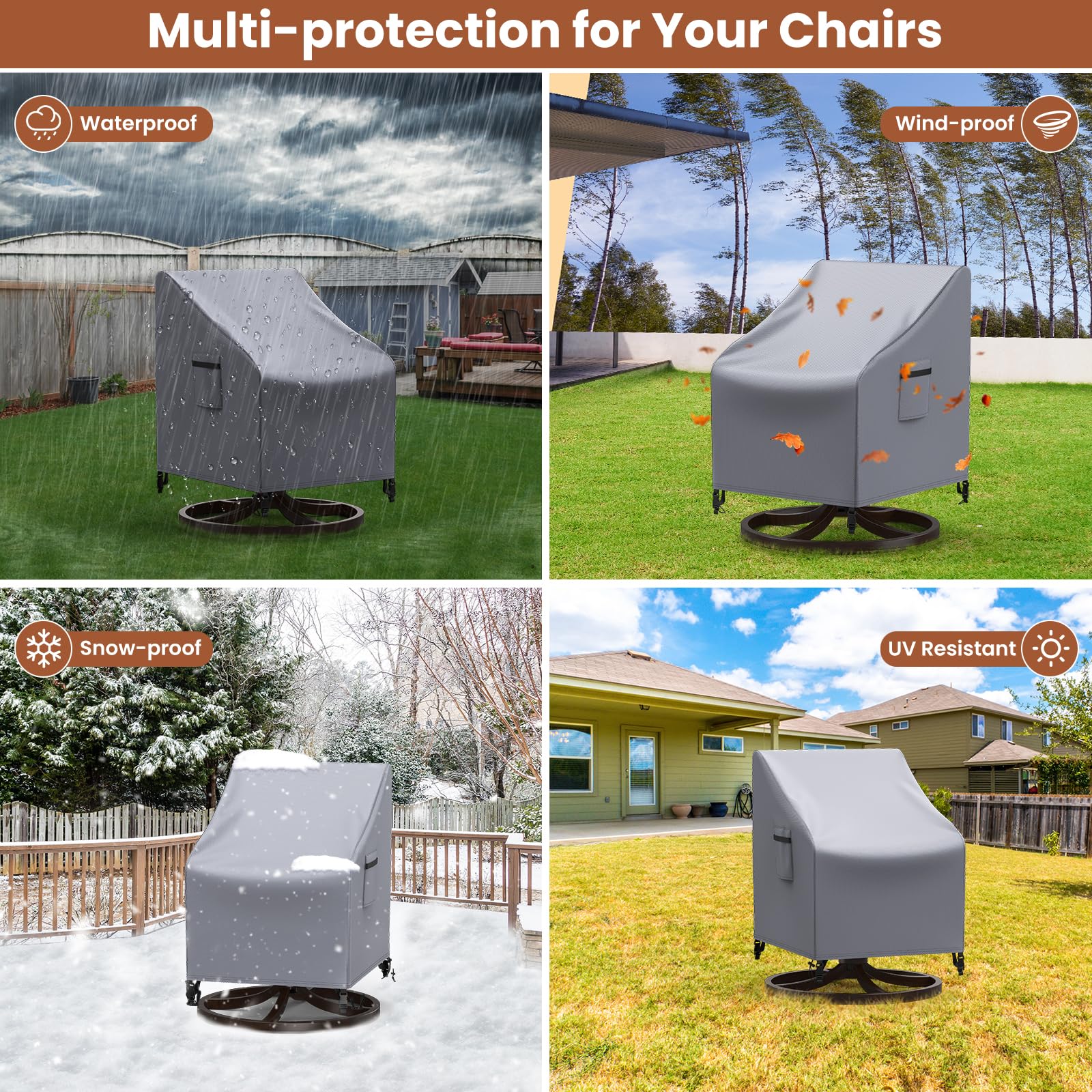 Mrrihand patio chair covers, two pack in storage bag