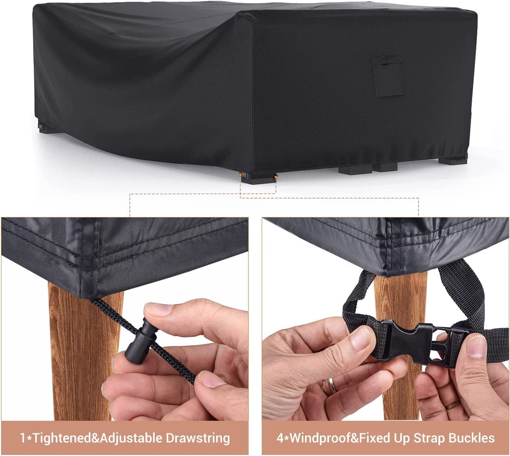 Mrrihand patio furniture cover installed on a patio table