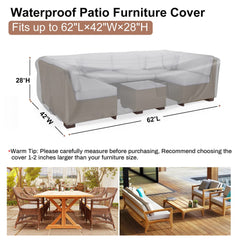 Mrrihand patio furniture cover side view showing dimensions