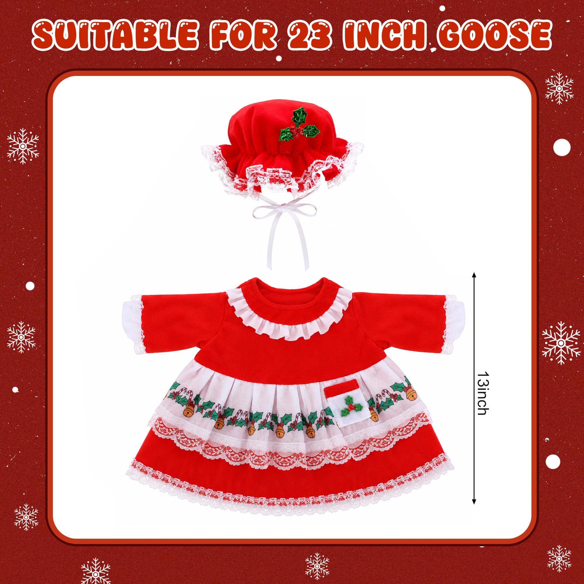 Mrs. Claus Goose Outfit with festive print details
