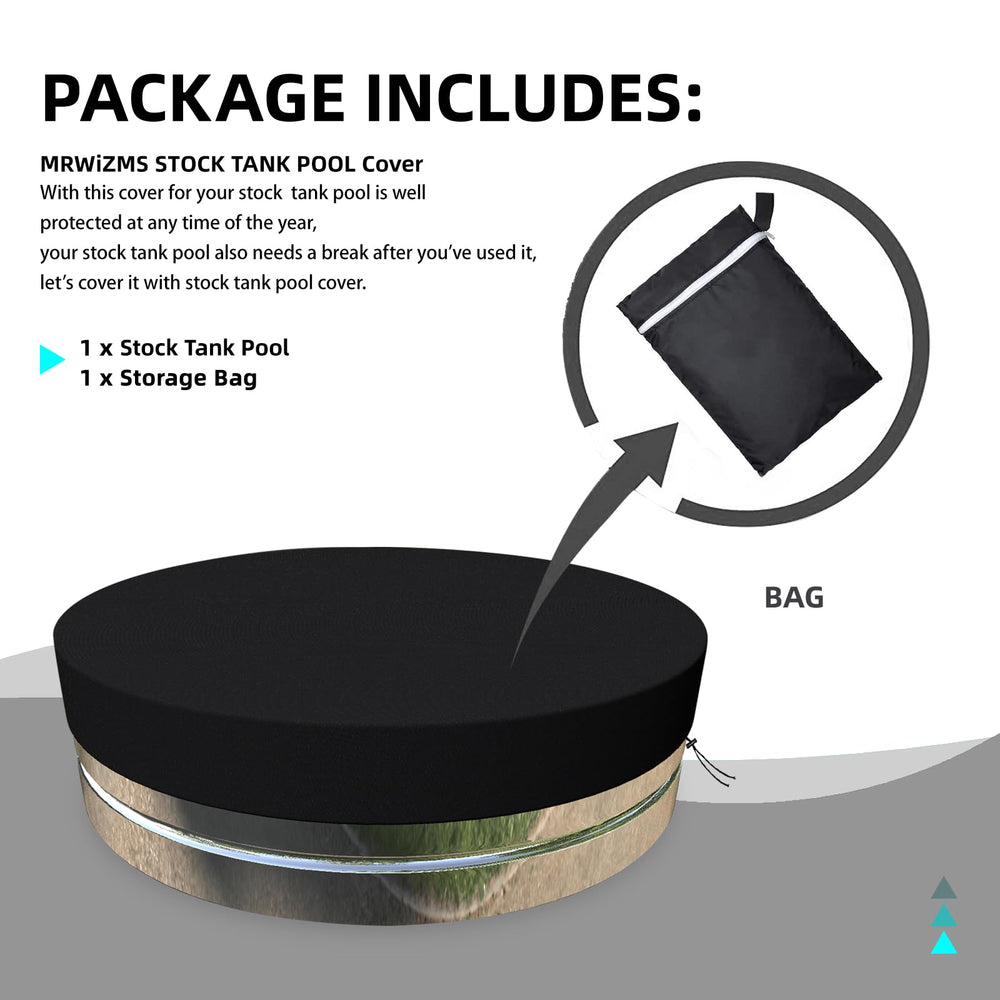 MRWiZMS Stock Tank Pool Cover dimensions displayed