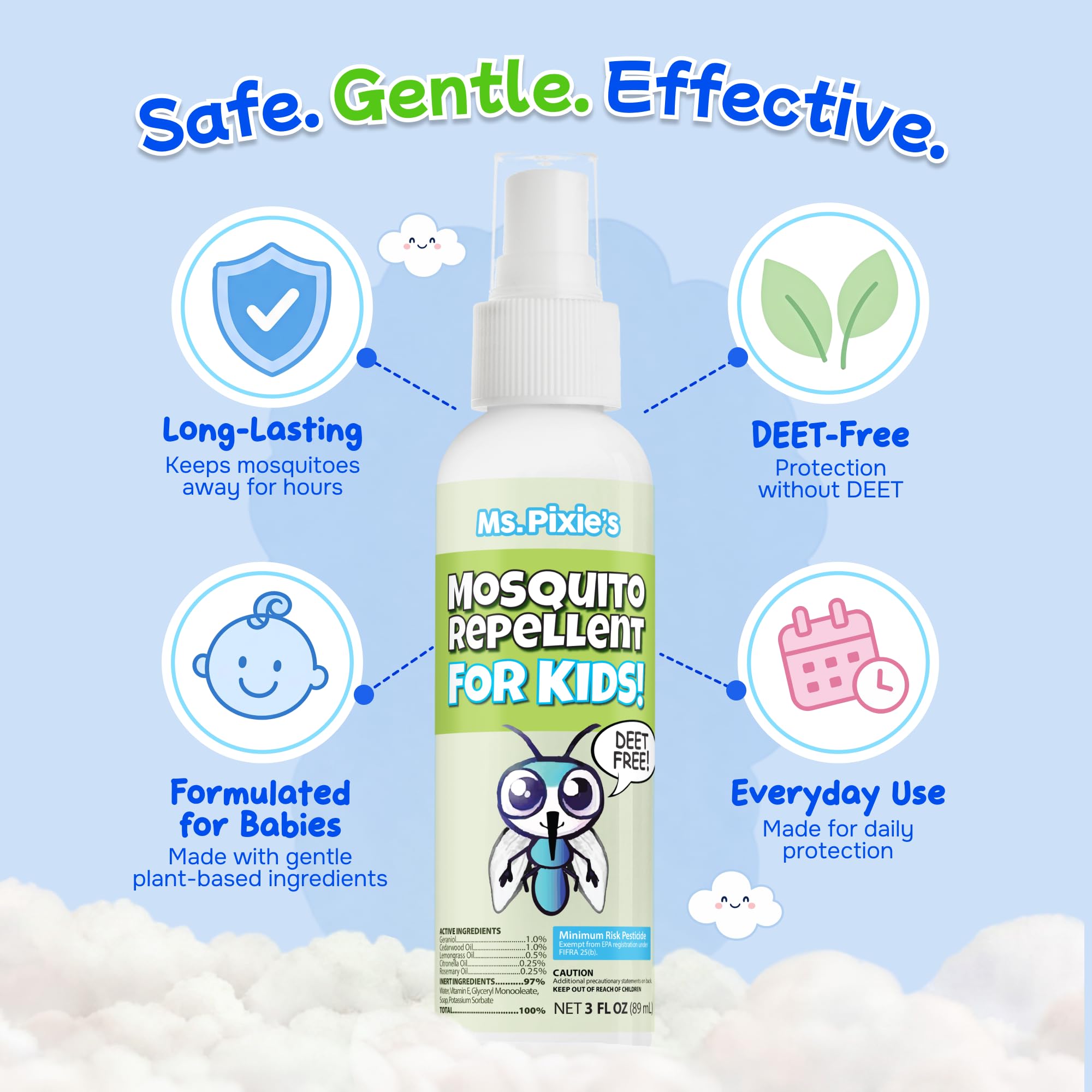 Ms. Pixie's Mosquito Repellent for Kids natural oils ingredients