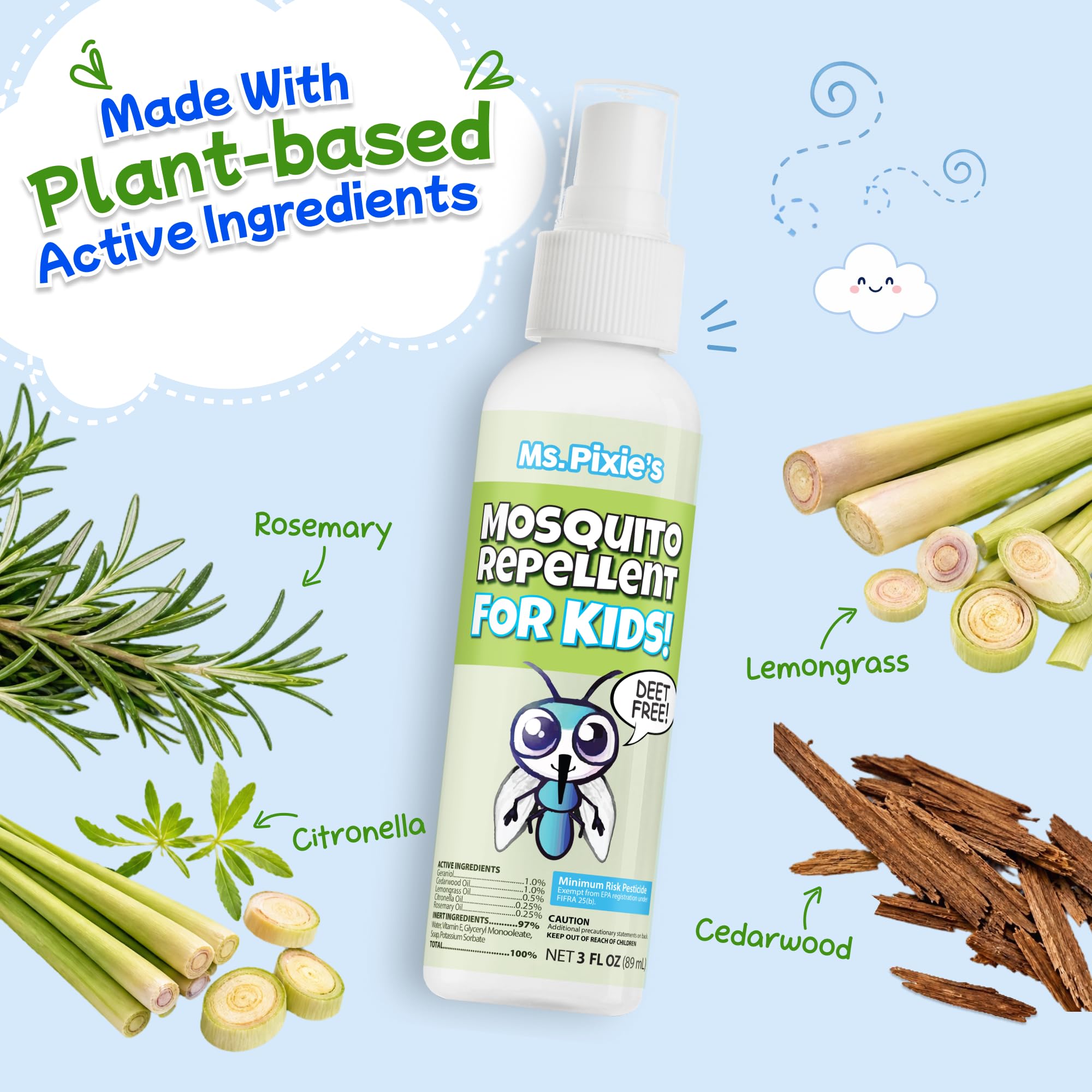 Ms. Pixie's Mosquito Repellent for Kids travel-friendly size comparison