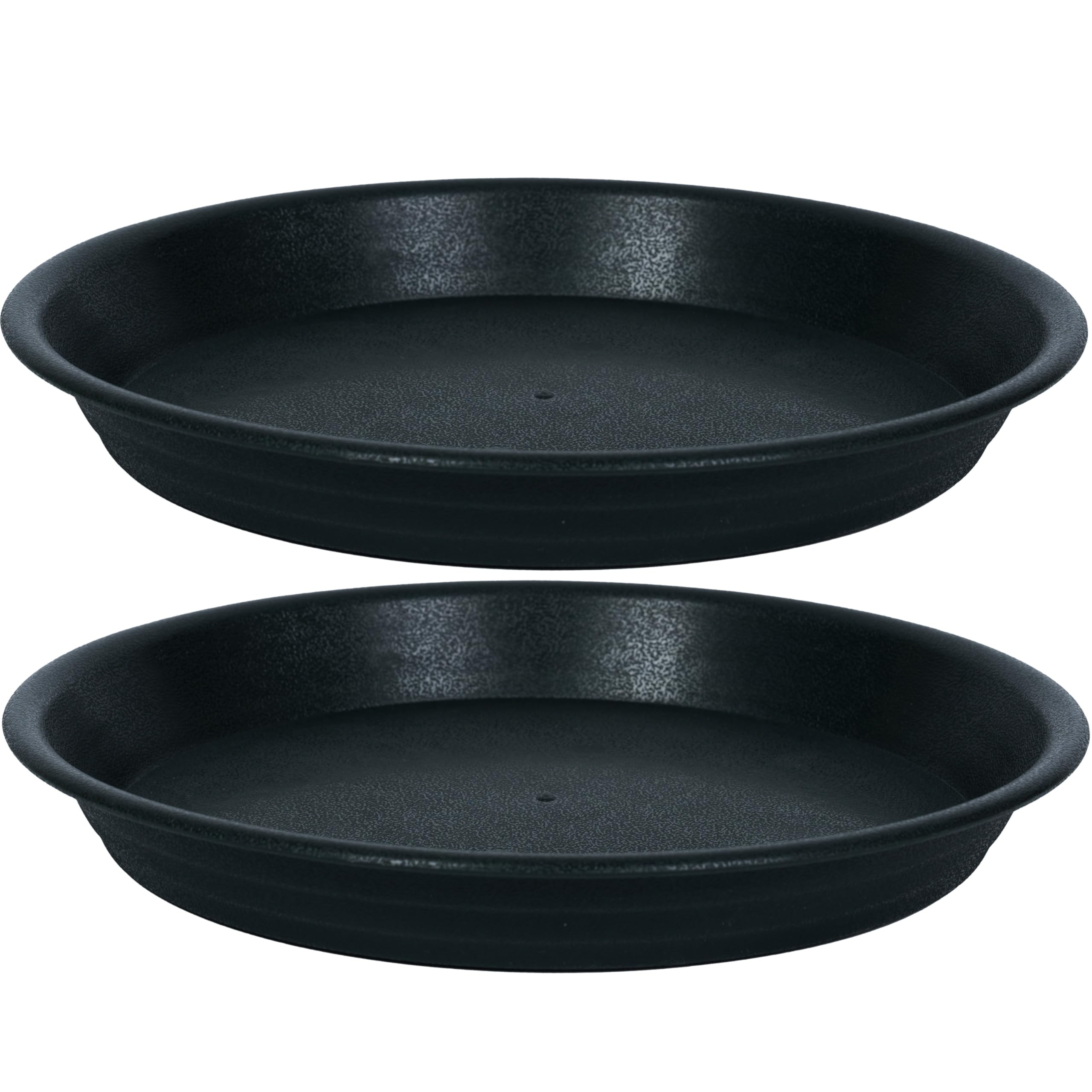 MSKIAUO 14-inch plant saucer drip tray, black, front view