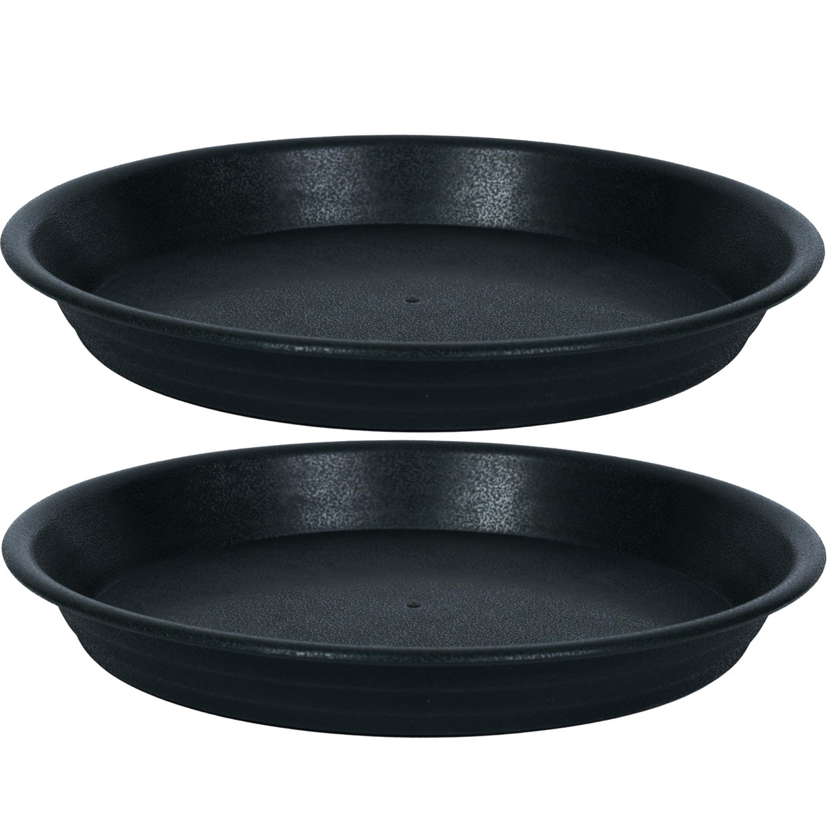 MSKIAUO 14-inch plant saucer drip tray, black, front view