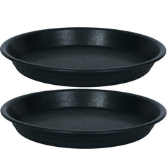 MSKIAUO 14-inch plant saucer drip tray, black, front view