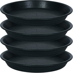 MSKIAUO 18-inch plant saucer drip tray front view, black